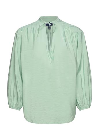 D2. Pop Over Blouse Bluse Langermet Grønn GANT*Betinget Tilbud