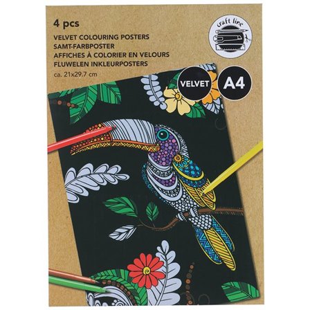 Raaputustaide A4 - 4-pack trooppisia motiiveja sisältävä 4-pack