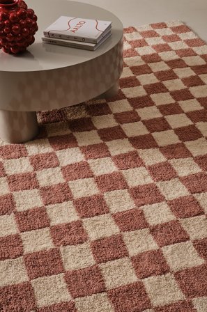 Jotex - Bomullsteppe Bomull Rustpink/naturhvit MELA - Kjøp Bomulls- & filleryer hos Jotex