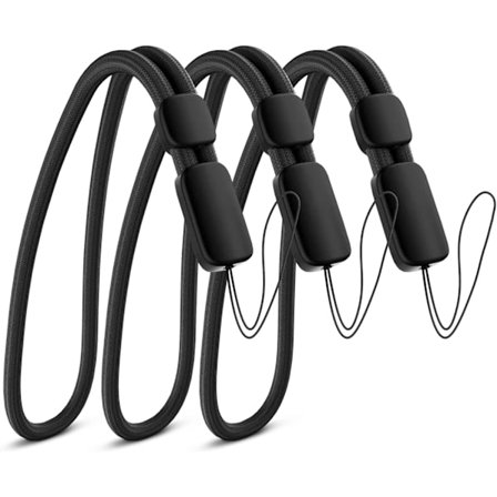 Justerbar håndledsrem med snor (3-pak, sort) – Sikker rem til nøgler, GoPro, telefon, kamera, spillekonsoller [BR]