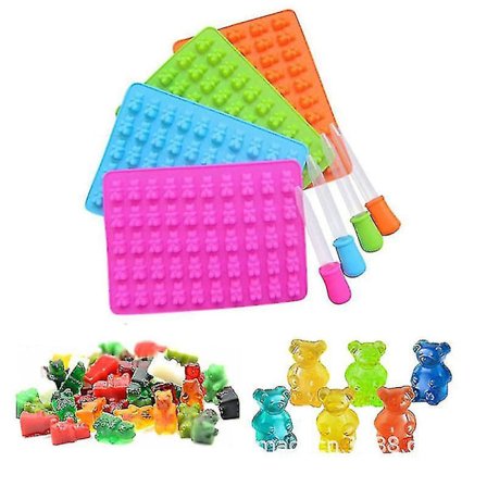 Silikonform för gummibjörnar, choklad, gelé med dropp, godisform, istärningsform (rosa)