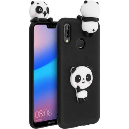 Huawei P20 Lite Fodral 3D Panda Design Mjukt flexibelt skydd - Svart