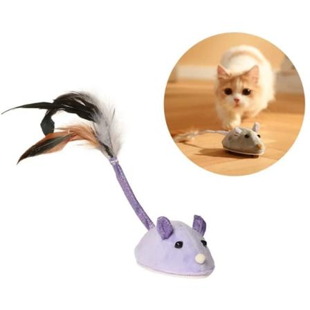 Sähköinen hiirilelu kissanlelu simulointihiiri höyhenhännällä interaktiivinen lemmikkilelu violetti