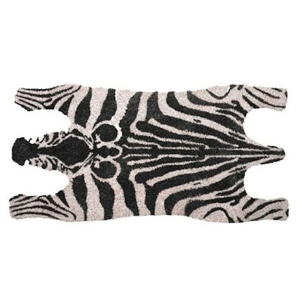 Zebramatta i kokosfiber - Vit/Svart - L 75 x P 38 cm