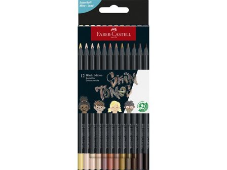 FABER-CASTELL Färgpenna Black Edition Skin tones 12/fp - Lyreco - Skola och förskola - Pennor och tillbehör - Färgpennor - Trekantsgrepp