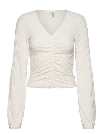 Onlmai L/S Ruching Top Cc Jrs T-shirts & Tops Long-sleeved Creme ONLY*Betinget Tilbud