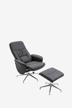 Venture Home - Lenestol inkl. fotskammel Ragnar - Svart - Lenestoler - Fra Homeroom