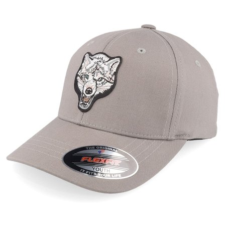 Kiddo Cap - Grey - flexfit - Cap - Kids White Wolf Grey Flexfit - Hatstore