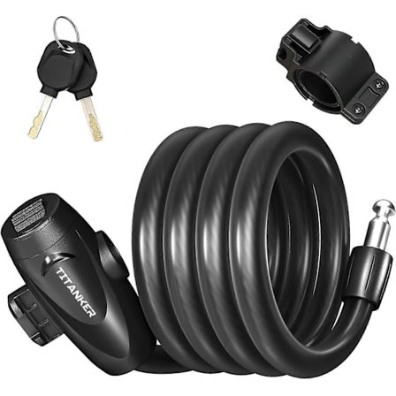 Sykkellås, 1/2 tomme tykk sykkellåskabel spiralformet sikker sykkellås med nøkler (FMY)