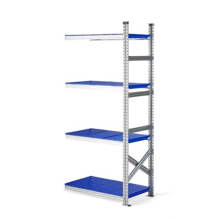 Fødevarereol TRANSFORM, påbygningssektion, 1972x900x500 mm, blå hylder
