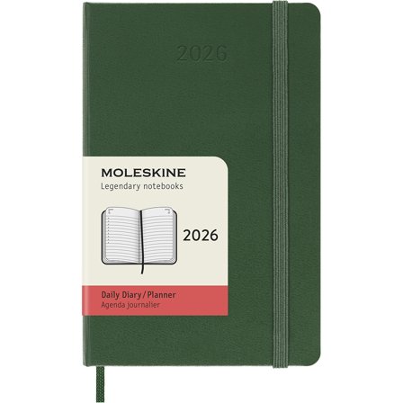 Moleskine Kalender 12M Daily 2026 Hardcover Pocket Myrtle Green