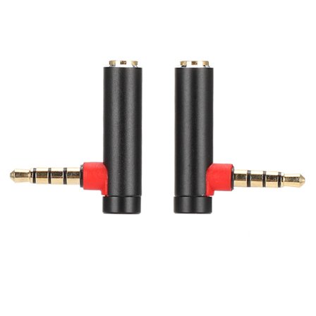 2 STK 3,5 mm Han til Hun Audio Adapter Højre Vinkel Stereo Hovedtelefon Kabel Jack Stik Sort