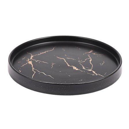 20cm Guld Sort Marmor Keramisk Fad Porcelæn Bestik Sæt Køkkenbord Europæisk Dekorativ Dessert