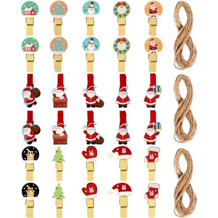 30 stk juletreklips, mini klesklyper juledekorasjon, A