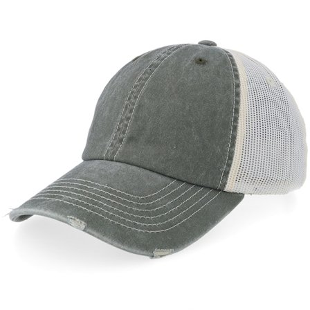 Equip - Verde trucker Gorra - Distressed Olive/Stone Pigment Washed Dad Cap Trucker @ Hatstore
