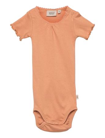Body Rib Lace Ss Bodies Short-sleeved Beige Wheat