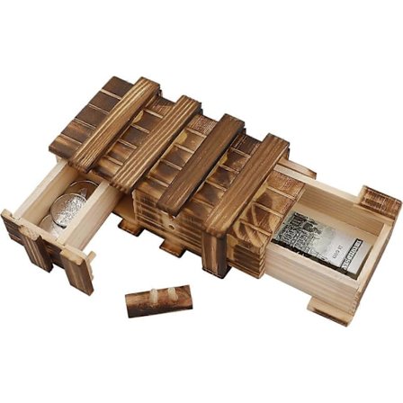 Magisk Puslespillboks i Tre, Hemmelig Puslespillboks, Hjernetrimboks, Mysterie Gaveeske med 2 Store Hemmelige Rom for Pengegaver, Gavekort, Smykker, 