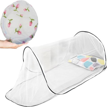 High-Quality 2025 Foldable Mosquito Net for Single Bed, Fine Mesh, Travel & Camping Pop-Up Net (Black)