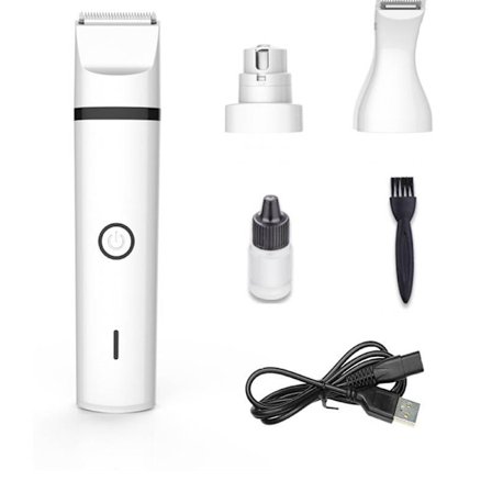 Vit 3-i-1 Husdjurstrimmer Nagelpolerings- och Trimmerverktyg för Tassar Ögon Öron Ansikte