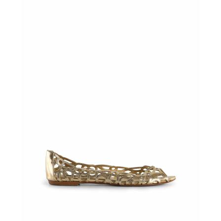 Louis Vuitton Vintage Pre-owned Louis Vuitton Gold Leather Cutout Peep Toe Ballet Flats Gul, Dame Vintage Sko, Størrelse: 38 EU
