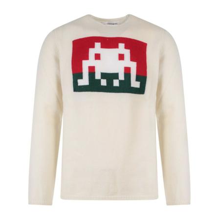Comme des Garçons, Round-neck Knitwear Biały, Mężczyzna, Rozmiar: XL