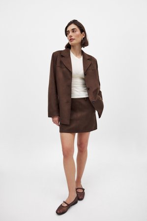 NA-KD Jupe courte en similicuir suédé - Jupes en similicuir - Marron - EU 40