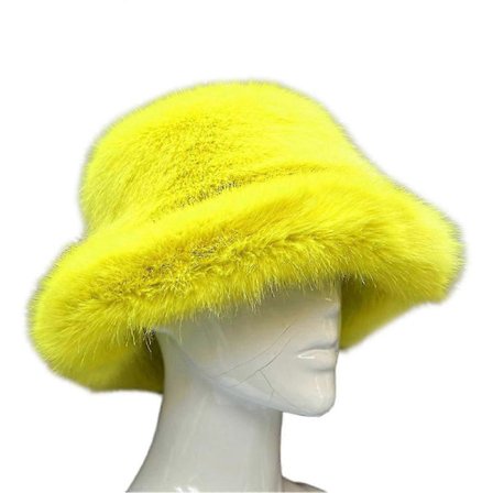 Dame Bassenghatt Fuskepels Rike Farger Myk Fortykket Fluffy Hold Varm Dekorativ Kreativ Design Bøttehatt Klesstilbehør-God 2025