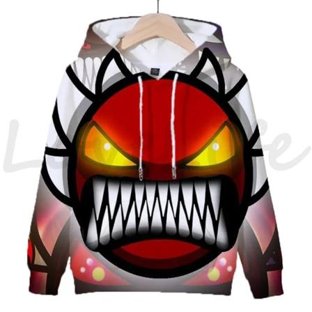 Angry Geometry Dash -hupparit, Cartoon Game -hupparit, 3D Print Hoody, Pulôveres para meninas ja meni Beige 160