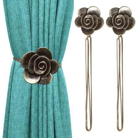 Bronze Kamelia-formet magnetisk gardinbinder, 1 par magnet