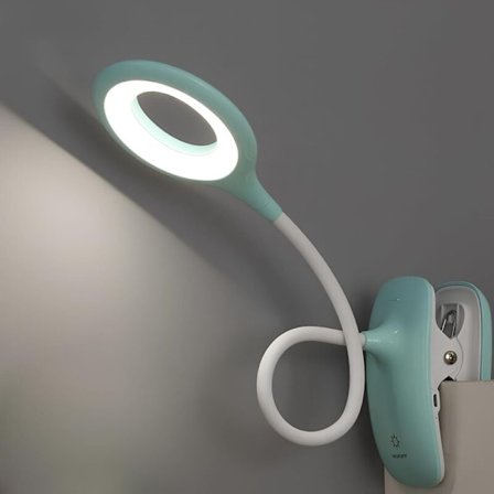 LED Leselys Klype Lamper Skrivebordslampe for Barn med Fleksibel Hals USB Oppladbar eLesere Studier Arbeid, Blå