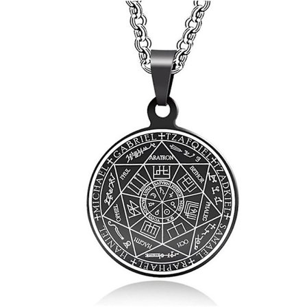 Sterling Silver Sju Ärkeänglar Talisman Pentagram Hänge