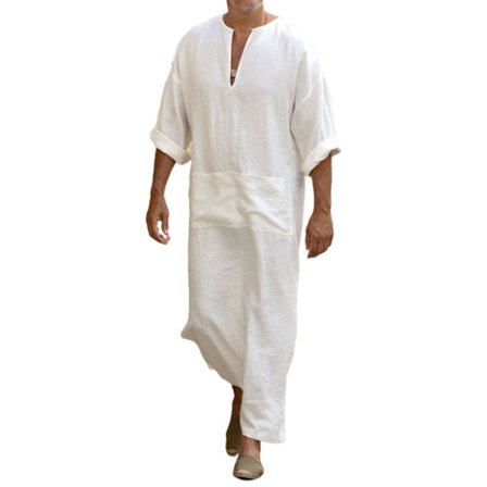Mens Arab Mu Long Robe Kläder Casual Mellanöstern Islamiska Thobe Kaftan Robes