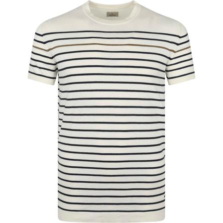 Dstrezzed, T-shirt Contrast Strepen Wit, Heren, Maat:L,Katoen,streep