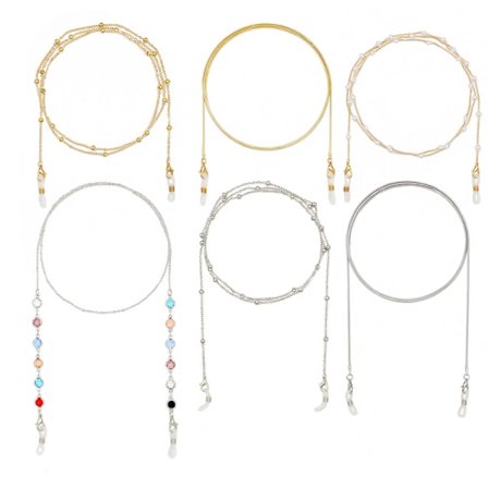 6 stk. Brillekæder Stilfulde Brilleholdere Perler Briller S