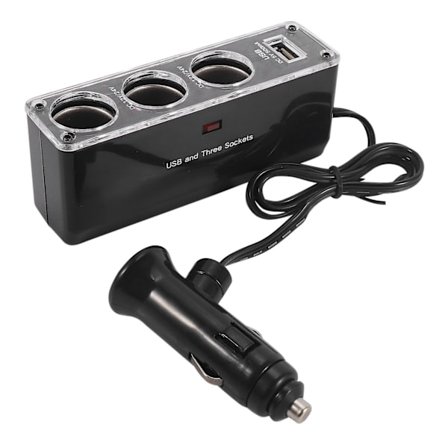 3-vejs Multi-stik Bil-tænderstik Splitter USB-stiklader DC 12V/24V Triple Adapter med USB-port