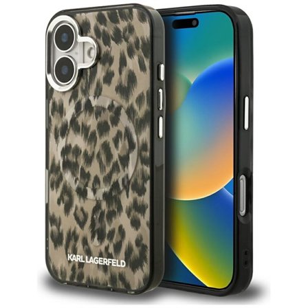 Karl Lagerfeld IML Leopardmönstrat MagSafe-fodral för iPhone 16 - Brun