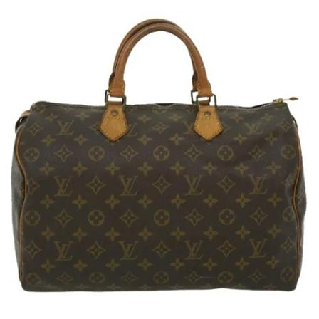 Louis Vuitton Vintage, Pre-owned Speedy 35 Monogram Handbag Bruin, Dames, Maat:ONE Size,leather