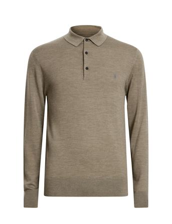 Mode Merino Ls Polo Beige AllSaints