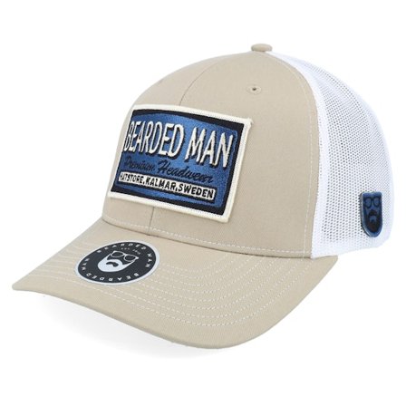 Bearded Man - Bege trucker Boné - Logo Off White/Blue Khaki/White Trucker @ Hatstore