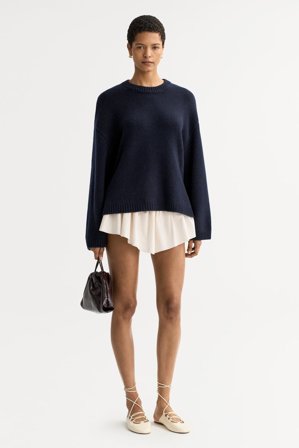 Soft Goat - Chunky crewneck - Women cashmere sweater - M - Navy