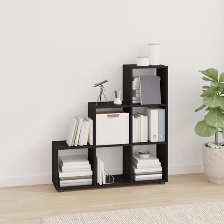 Vidaxl Bokhylla Trappformad Svart 107 Cm Konstruerat Trä Svart