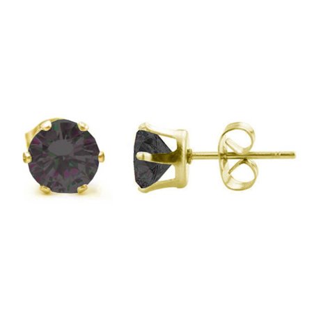 2-pack Guld Piercing Örhänge Svart Kristall - 7mm