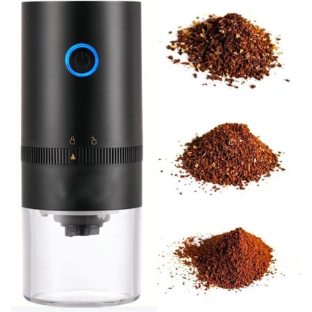 Bärbar Elektrisk Kaffekvarn Gör 4 Koppar Espresso Mal Grovt Medium Fint och Extra Fint Kaffepulver USB Uppladdningsbar Svart
