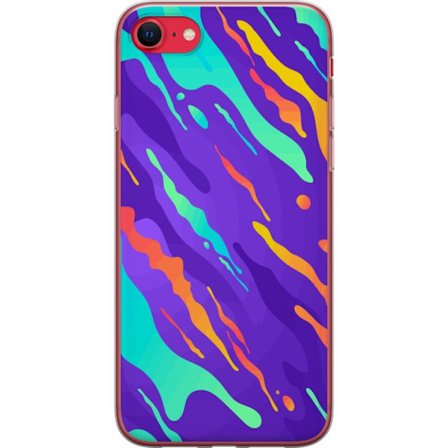 Kompatibel Mobilcover til Apple iPhone SE (2020) Farverigt abstrakt mønster med flydende former i lilla, turkis, gult og orange.