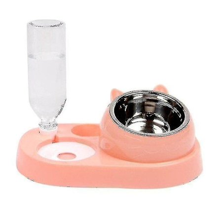 Automatisk kattefoderautomat og vandbeholder til kat og hund, drikkeskål til hunde, foderautomat til kæledyr, hundeprodukter (pink)