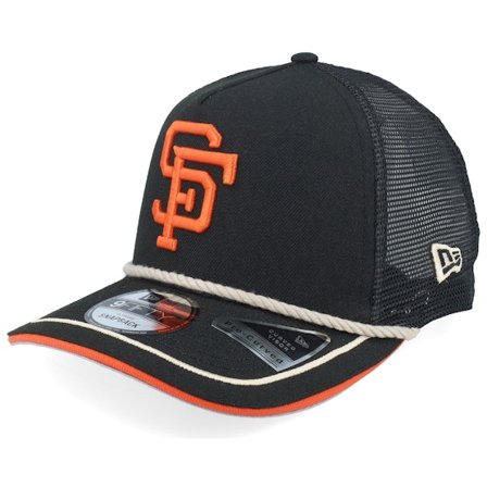 New Era - San Francisco Giants Vintage Team Rope 9FIFTY Black A-frame Trucker Trucker Black Cap - MLB @ Hatstore