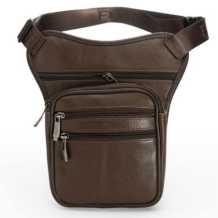 Mænds læderbenpose udendørs sport første lag koeskinds taljepose