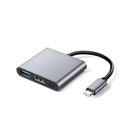 USB TypeC til HDMI HDTV 4K 3-i-1 Hub, USB 3.0 Strømforsyningskonverter, Sort, til USBC Laptops