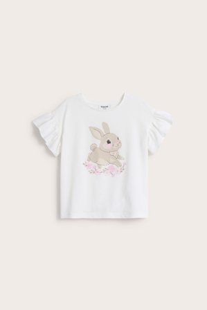 Kappahl | Top z falbanami, z nadrukiem | Offwhite