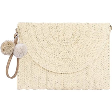 Halm Clutch Bag, Bryllupskveld Clutch Bag Dame Halm Håndveske Flat Konvolutt Vevd Sommer Strandveske, Boho Bag Purse Lommebok, Elegant Fest Konvolutt 